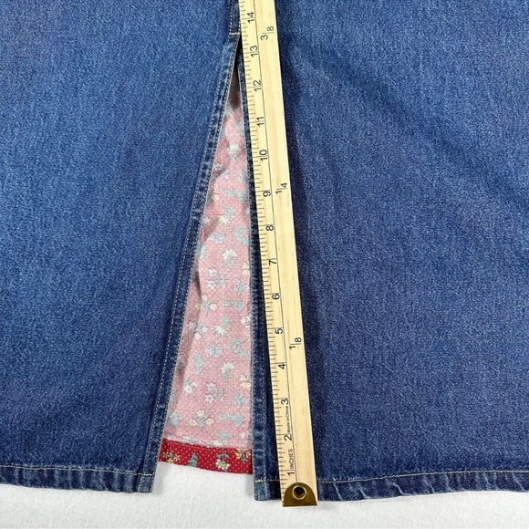 Carolina Blues Womens Maxi Skirt 20w Denim Romantic Floral Slit Pockets Plus Sz - Picture 10 of 12